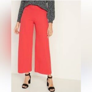 NWT Old Navy Stevie High Waist Wide Leg Pointe Knit Pants red women size Medium